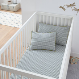 Baby's Tiny Vichy Fitted Sheet in Cotton, 17cm Flap