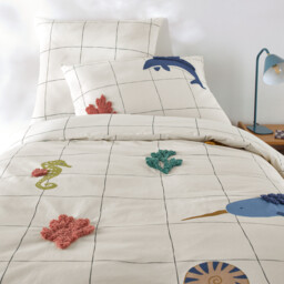 Heol Under The Sea 20% Recycled Cotton Duvet Cover With Tufting - thumbnail 1