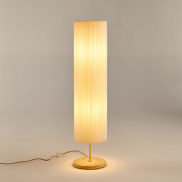 Floor Lamp in Travertine and Pleated Linen, Polaro - thumbnail 3