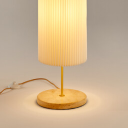 Floor Lamp in Travertine and Pleated Linen, Polaro - thumbnail 4
