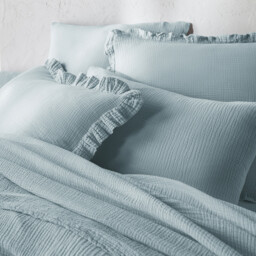 Kumla Plain Cotton Muslin Duvet Cover - thumbnail 2