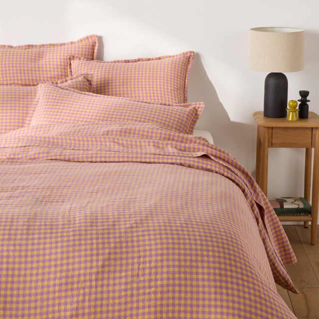 Acélie Lavender/Ochre Washed Linen Duvet Cover - image 1