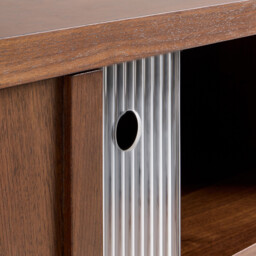 Dello 3-Door Sideboard in Walnut Veneer and Ribbed Glass - thumbnail 4