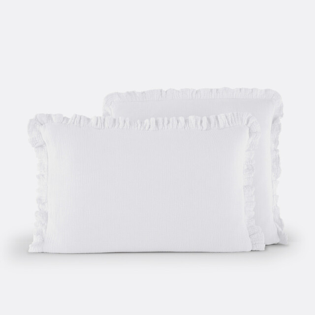 Kumla Plain Cotton Muslin Ruffled Pillowcase - image 1