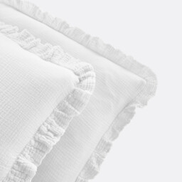 Kumla Plain Cotton Muslin Ruffled Pillowcase - thumbnail 2