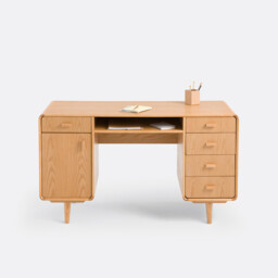 Miji Oak Veneered Desk with 2 Cabinets - thumbnail 2