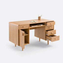 Miji Oak Veneered Desk with 2 Cabinets - thumbnail 3