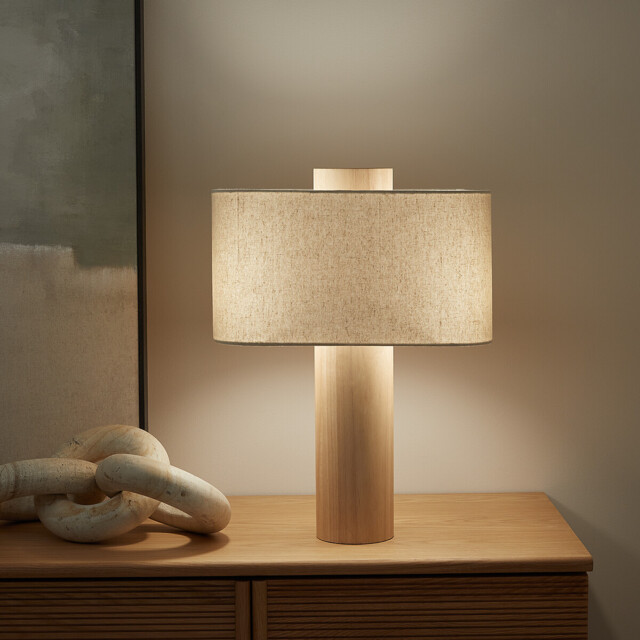 Floor Lamp in Oak and Linen Dryade - image 1