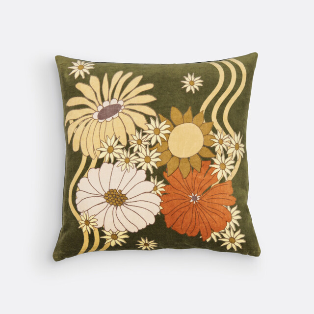 Annie 45 x 45cm Floral 100% Cotton Velvet Cushion Cover - image 1