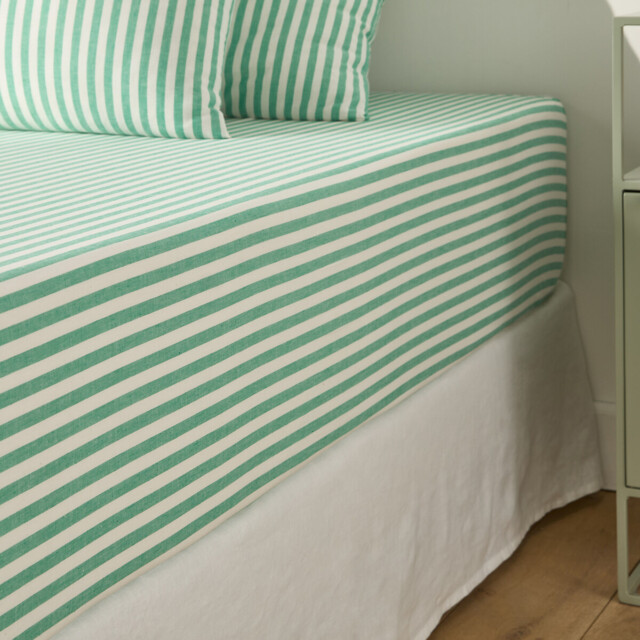 Soizic Green Cotton Fitted Sheet Mattress Depth 30cm - image 1
