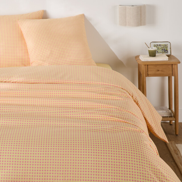 Lesia Checked 30% Recycled Cotton Duvet Cover Set with Square Pillowcase - image 1