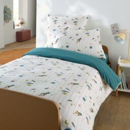 Egor Rocket Print 30% Recycled Washed Cotton Child's Pillowcase - thumbnail 3