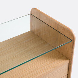 Ericson Oak Veneer Sideboard with Tempered Glass Top, 2 Doors and 3 Drawers - thumbnail 4