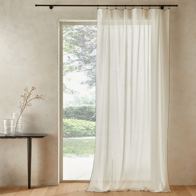 Halka 100% Organic Washed Cotton Voile Sheer Curtain Panel - image 1