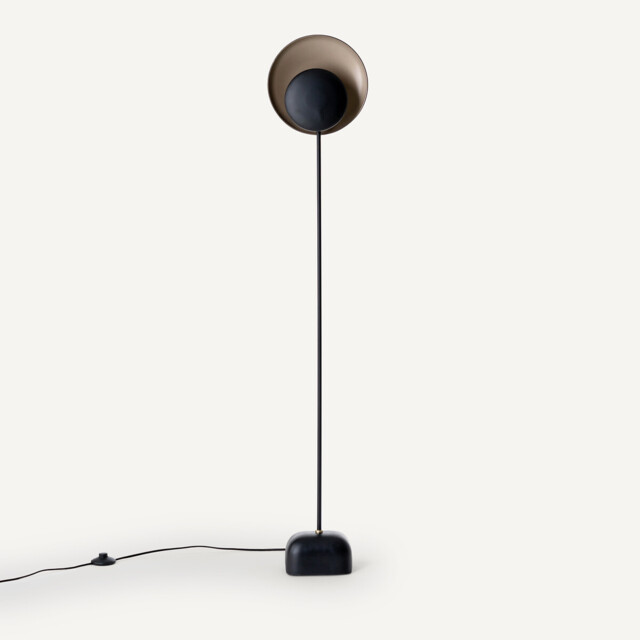 Naton Black and Mocha Metal Reflector Floor Lamp - image 1