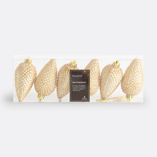 Set of 6 Caspar Festive Pine Cone Baubles - image 1