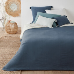Kumla Plain Cotton Muslin & Fleece Bedspread - thumbnail 1