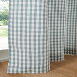Cottage Eyelet Curtain in Gingham Check Cotton/Linen - thumbnail 4