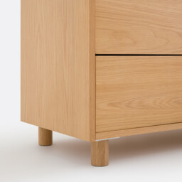 Walor Chest of Drawers in Oak Veneer and Tempered Glass with 6 Drawers - thumbnail 4