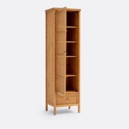 Gabin Solid Pine & Rattan Single Wardrobe - thumbnail 3