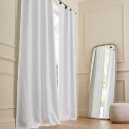 Private Washed Linen Curtain with Leather Tab Top Header