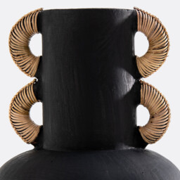 Kuro H41.5cm Ceramic & Rattan Vase - thumbnail 3
