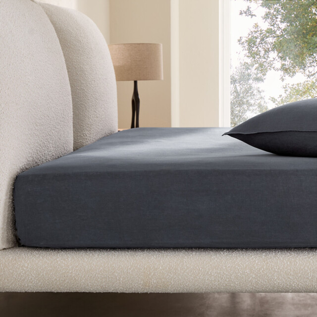 Elina Washed Linen Mattress Topper Fitted Sheet - image 1