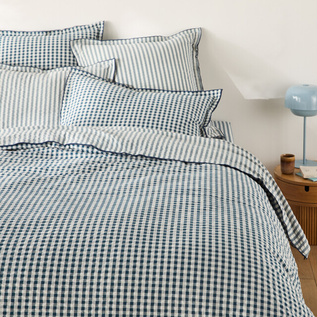 Cottage Blue Cotton Seersucker Duvet Cover - image 1