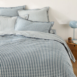 Cottage Blue Cotton Seersucker Duvet Cover - thumbnail 1