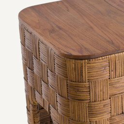 Dhalia Bedside Table in Solid Teak and Woven Rattan - thumbnail 4