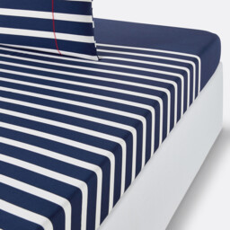 Malo Striped Cotton Fitted Sheet
