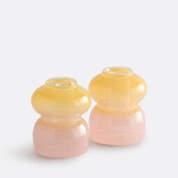Set of 2 Solya Two-Tone Glass Candleholders Height 8cm - thumbnail 3