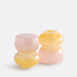 Set of 2 Solya Two-Tone Glass Candleholders Height 8cm - thumbnail 4