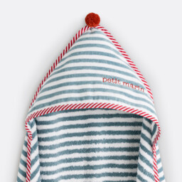 Little Sailor Striped Organic Cotton Baby Bath Cape - thumbnail 2