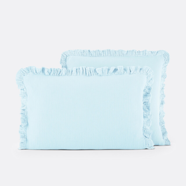 Kumla Plain Cotton Muslin Ruffled Pillowcase - image 1