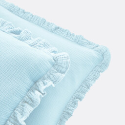 Kumla Plain Cotton Muslin Ruffled Pillowcase - thumbnail 4
