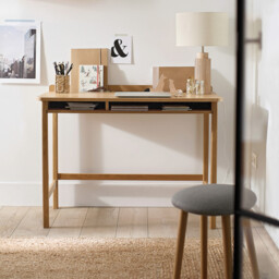 Idna Oak, Metal & Linen Table Lamp - thumbnail 2
