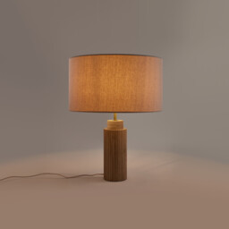 Idna Oak, Metal & Linen Table Lamp - thumbnail 3