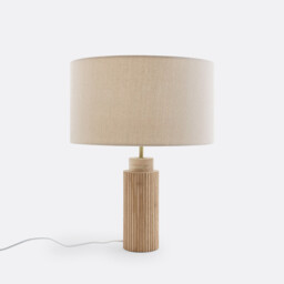 Idna Oak, Metal & Linen Table Lamp