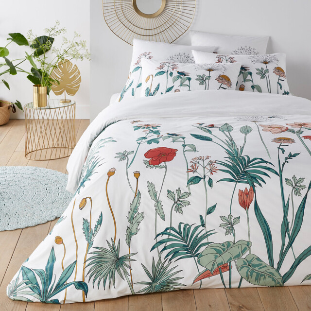 Eden Garden Floral Cotton Percale 200 Thread Count Duvet Cover - image 1