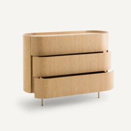 Aslen 3-Drawer Solid Oak and Oak Veneered Chest of Drawers - thumbnail 4