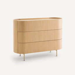Aslen 3-Drawer Solid Oak and Oak Veneered Chest of Drawers - thumbnail 1