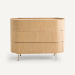 Aslen 3-Drawer Solid Oak and Oak Veneered Chest of Drawers - thumbnail 3