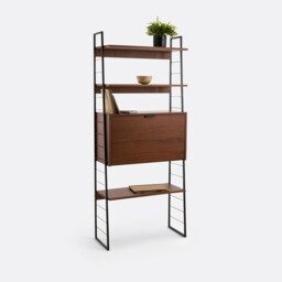 Watford Vintage Metal & Walnut Veneer Secretary Shelf Desk - thumbnail 1
