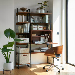 Watford Vintage Metal & Walnut Veneer Secretary Shelf Desk - thumbnail 2