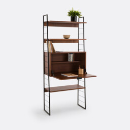 Watford Vintage Metal & Walnut Veneer Secretary Shelf Desk - thumbnail 4