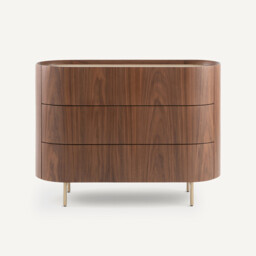 Aslen Chest of Drawers in Walnut and Leather Veneer with 3 Drawers - thumbnail 3
