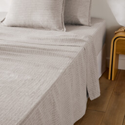 Linot Striped Washed Linen Flat Sheet - thumbnail 2