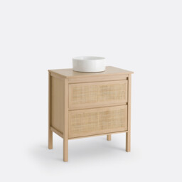 Lumpa L80cm Oak & Cane 2-Drawer Vanity Unit - thumbnail 4