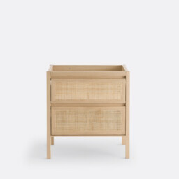 Lumpa L80cm Oak & Cane 2-Drawer Vanity Unit - thumbnail 2